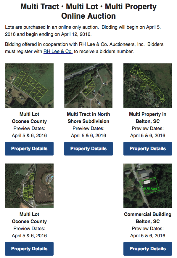 Multi Tract • Multi Lot • Multi Property Auction Announced